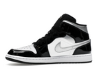 Jordan 1 Mid SE Patent Black White Metallic Silver Metallic Gold