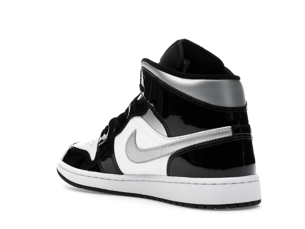 Jordan 1 Mid SE Patent Black White Metallic Silver Metallic Gold