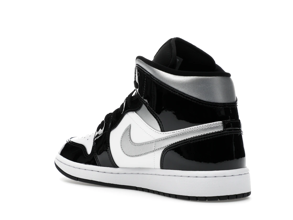 Jordan 1 Mid SE Patent Black White Metallic Silver Metallic Gold