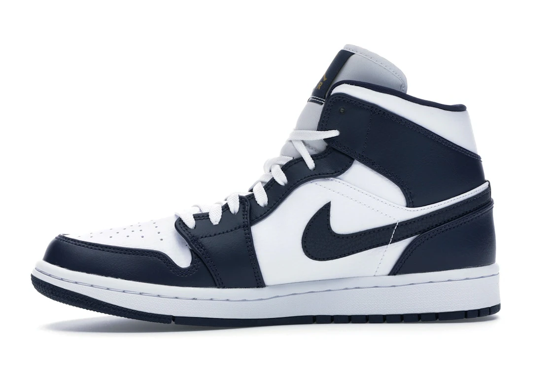 Air Jordan 1 Mid White Metallic Gold Obsidian