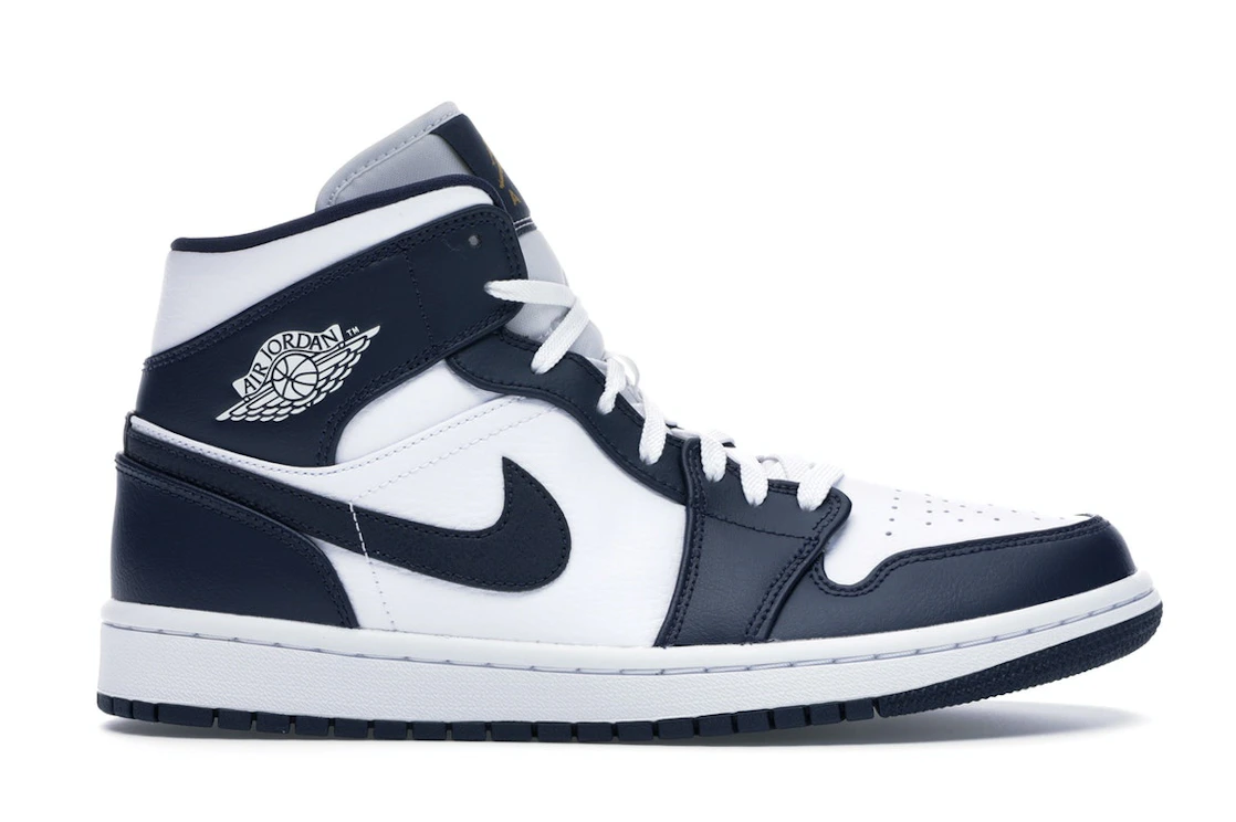 Air Jordan 1 Mid White Metallic Gold Obsidian