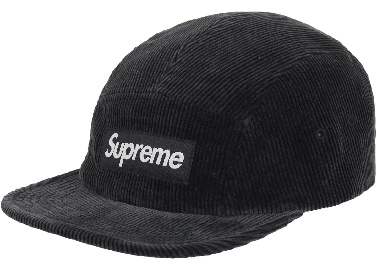 Supreme Corduroy Camp Cap (SS25) Black ADONIO