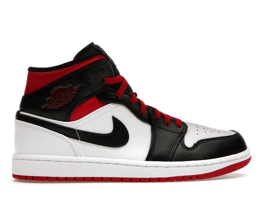Jordan 1 Mid Black Toe White Gym Red