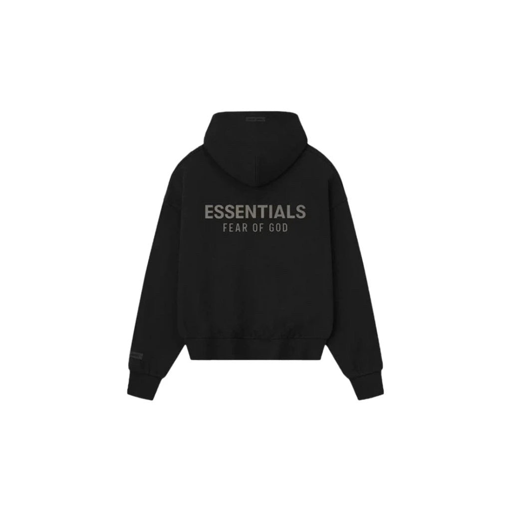 Fear of God Essentials Classic S25 Zip-Up Hoodie Glossy Jet Black ADONIO