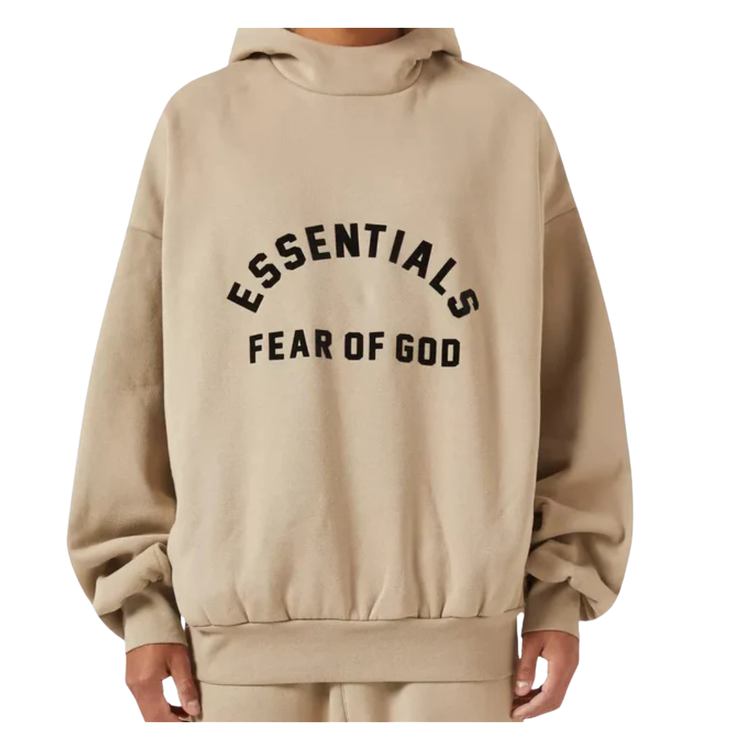 Fear of God Essentials Hoodie (SS23) Dusty Beige (BLACK PRINT)