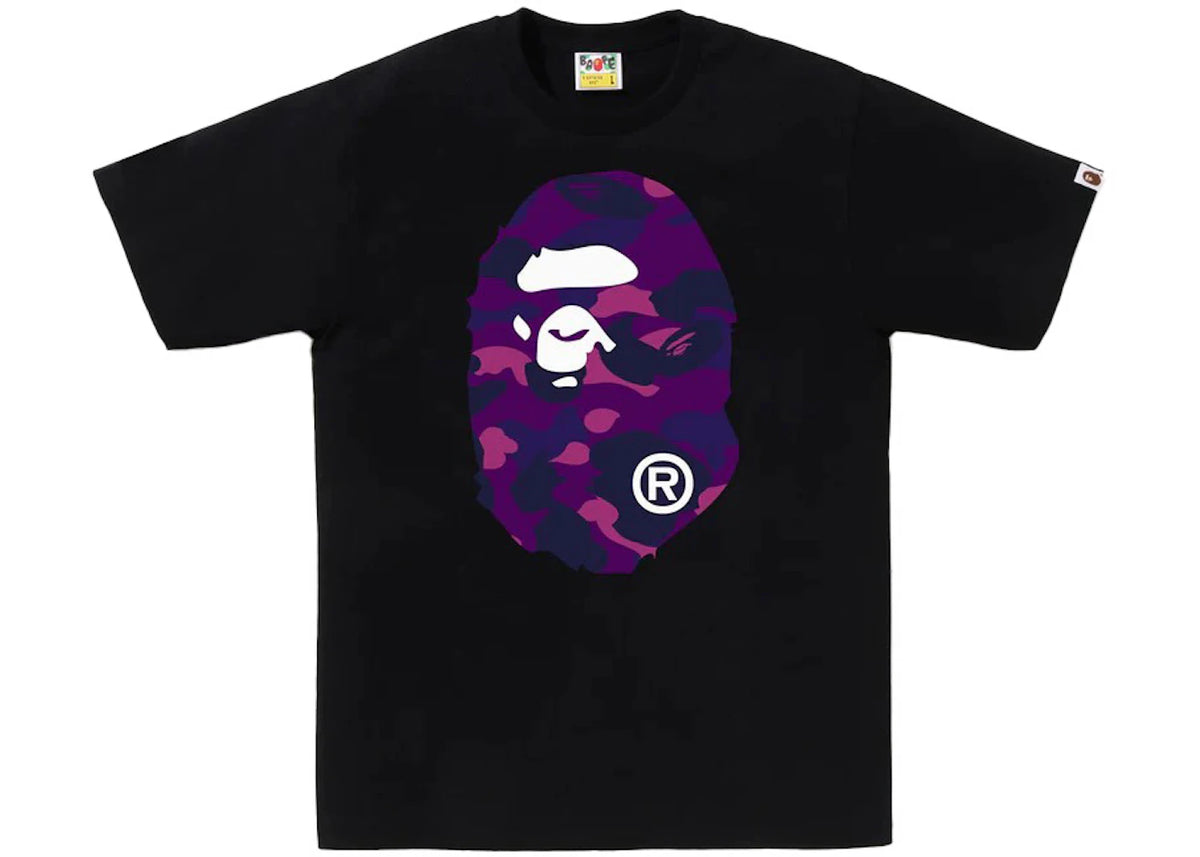 tričko BAPE Color Camo Big Ape Head T-Shirt Black/Purple ADONIO