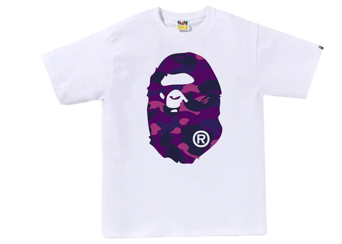 tričko BAPE Color Camo Big Ape Head T-Shirt White/Purple ADONIO