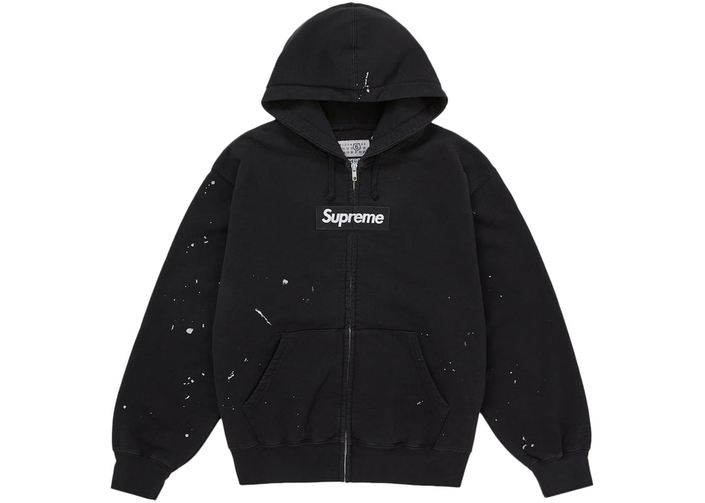 Supreme MM6 Maison Margiela Box Logo Zip Up Hooded Sweatshirt Black ADONIO