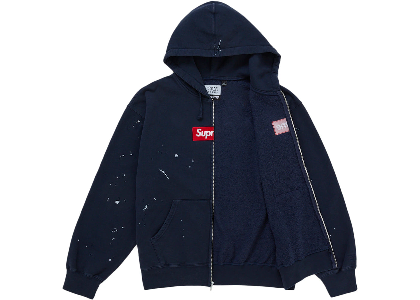 Supreme MM6 Maison Margiela Box Logo Zip Up Hooded Sweatshirt Navy ADONIO