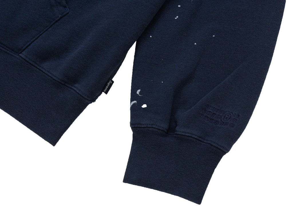 Supreme MM6 Maison Margiela Box Logo Zip Up Hooded Sweatshirt Navy ADONIO