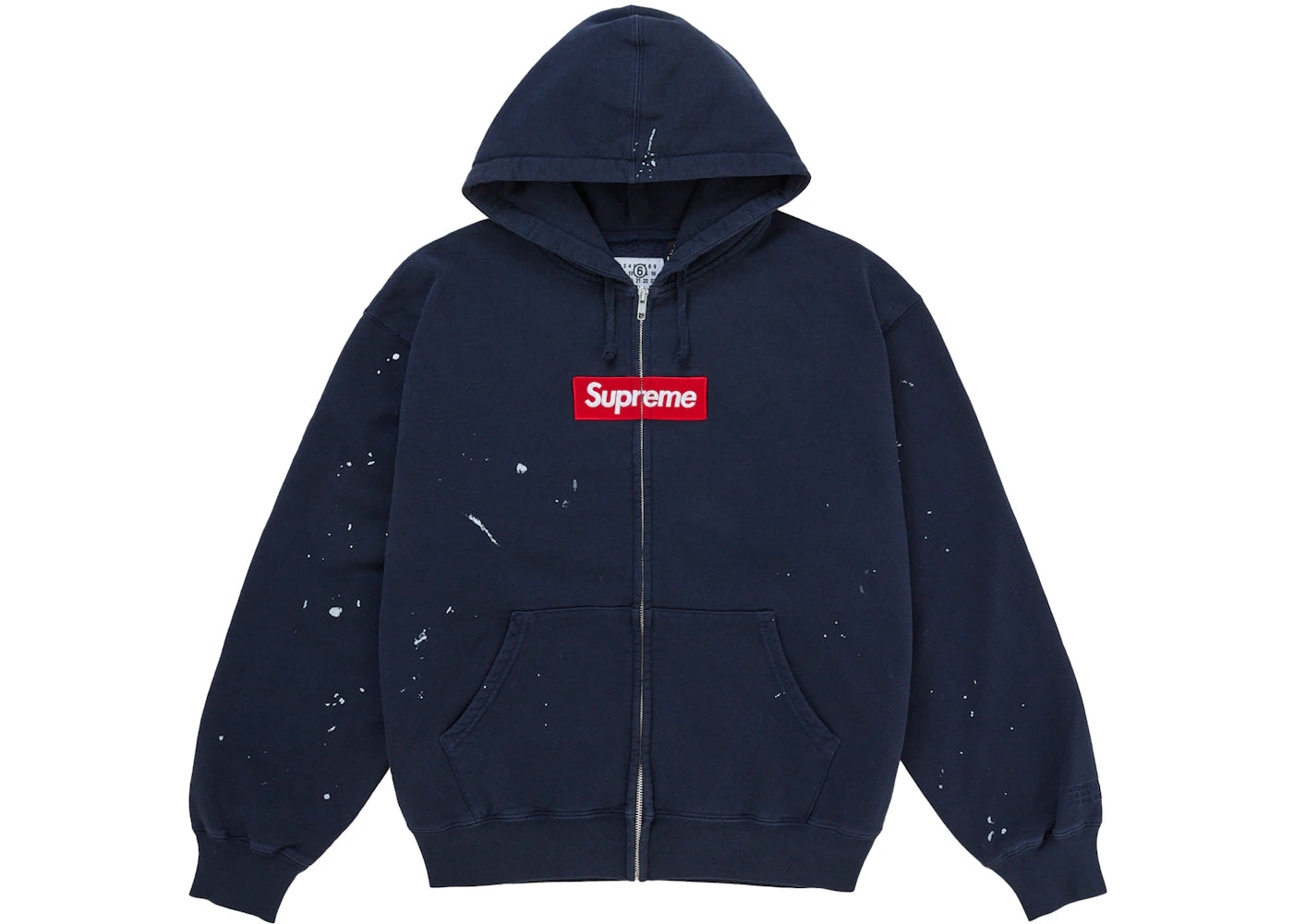 Supreme MM6 Maison Margiela Box Logo Zip Up Hooded Sweatshirt Navy ADONIO