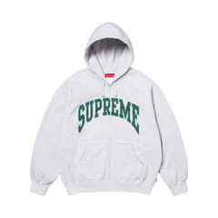Supreme Cracked Raglan Zip Up Hooded Sweatshirt 'Ash Grey'